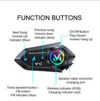 Auriculares para Casco de Motocicleta Y12, Sistema de Audio para Conducir con Altavoz de Bajos de 40 mm, Auriculares para Casco de Bicicleta y Bicicleta Eléctrica con Resistencia al Agua IP56