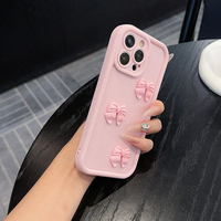 Coque de téléphone en silicone souple 3D rose mignonne motif papillon antichoc pour iPhone 17 16 15 14 13 12 11 Pro Max XS XR X 7 8 Plus, style bonbon