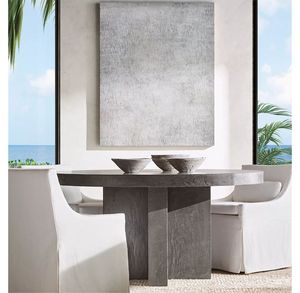 Mesa de Comedor para Jardín, Mesa de Comedor para Patio Exterior, Mesa de Comedor Redonda de Hormigón - Product Image 6