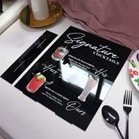 Support de menu de table en acrylique noir pour mariages et cocktails, design gravé, 5x7 pouces ou taille personnalisée, forme carrée