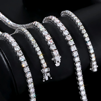 En stock Bracelet tennis en moissanite VVS 2mm 3mm 4mm 5mm Argent sterling 925 Hommes Femmes Or blanc 14 carats Chaîne de main sertie de diamants