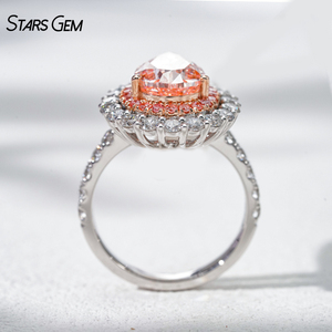 แหวนหมั้นเพชรสำหรับห้องปฏิบัติการสีชมพูของ Starsgem ทำจากทองเคหรูหราได้รับการรับรองว่าเป็น4.0ct หรูหรา - Product Image 4