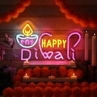 Happy Diwali Décorations Diwali Neon Sign 2025 Deepawali Party Décoration Diya LED Neon Light Signs