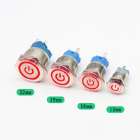 Lumière LED étanche IP65 5V/12V/24V/220V 10A avec interrupteur à bouton-poussoir en métal et plastique pour moteur de voiture rouge bleu
