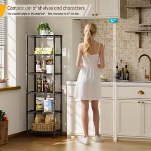 Estanterías Metálicas, Estantes de Alambre Ajustables, Estante de Almacenamiento, Estante Estrecho para Lavandería, Baño, Cocina, <span class=keywords><strong>Despensa</strong></span>, Armario, Oficina - Product Image 6