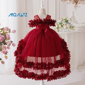 MQATZ Elegante Vestido <span class=keywords><strong>de</strong></span> Princesa para <span class=keywords><strong>Niñas</strong></span>, Traje Formal <span class=keywords><strong>de</strong></span> Boda con Decoración Floral, Largo hasta la Rodilla, Verano T6120 - Product Image 3