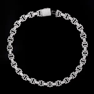 iced out moissanite stone 925 sterling silver cuban link chain moissanite cuban chain 22 inch
