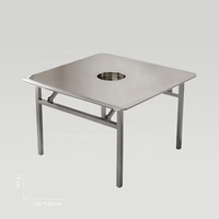 Table de barbecue pliable en acier inoxydable avec foyer à charbon, table à manger et table à fondue, pour usage domestique et professionnel (intérieur/extérieur)