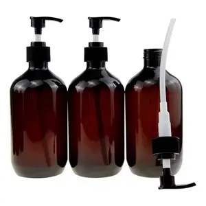 Inventar bernsteinfarbener nachfüllbarer Behälter für Kosmetik-Lotion Spender Plastik-Shampoo-Flasche Pump Sprüherkappe leere Verpackung 500 ml