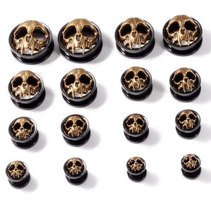 Venta al por mayor Tapón negro Expansor de oreja Medidores de oreja de doble acampanado Túneles de mariposa Camillas De Serpiente-Piercing de acero inoxidable - Product Image 4