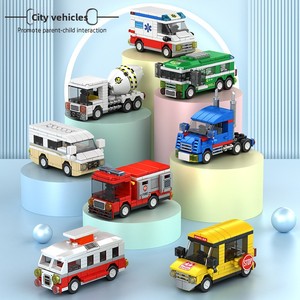 Mattoncini Compatibili con i Marchi Principali: Autobus Scolastico, Camion dei Pompieri, Autocisterna - Set di Costruzioni Educative per Auto e Ingegneria - Product Image 1