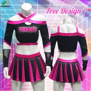 Design Your Own Rhinestone Cheer Outfit Dance Uniforms Custom Women Cheerleading Uniform Cheerleader Costume