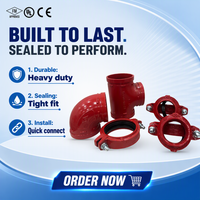 Raccord flexible rainuré pour sprinkler, en fonte ductile ASTM A536, 300 PSI, UL FM, coude, té, réducteur, direct usine