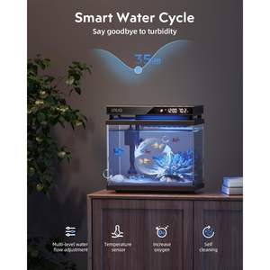Aquarium Moderne en Verre Noir UHD de 2 Gallons Kit Intelligent Auto-Nettoyant Boîte à Température 7 Couleurs Pompe à Eau Silencieuse 5W pour Bureau/Salon - Product Image 6