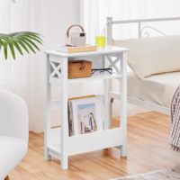 Ensemble de table à manger de luxe haut de gamme avec cadre en X blanc étroit de 28 pouces de hauteur, avec étagère et porte-revues