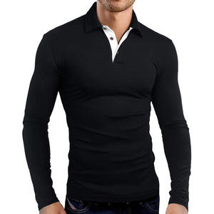 Derniers T-shirts solides pour hommes, T-shirt à manches longues à revers de qualité <span class=keywords><strong>Amazon</strong></span> - Product Image 1
