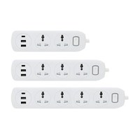 Multiprise avec prises CA et ports USB, rallonge thaïlandaise avec cordon de 1,8 m et interrupteur principal pour bureau