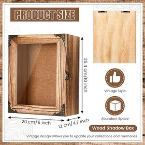 Wooden <b>Shadow</b> <b>Box</b> 25.4x20x12cm With Glass Front For Dried Flowers And Photos Desktop Display Case - Product Image 2