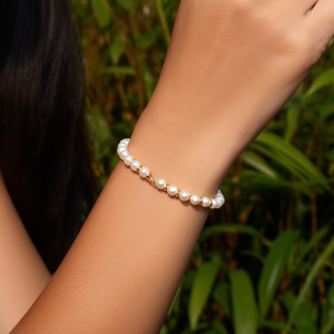 Pulsera de Perlas de Acero Inoxidable 316L con Baño de Oro PVD, Joyería Sostenible y Resistente para Mujer - Product Image 3
