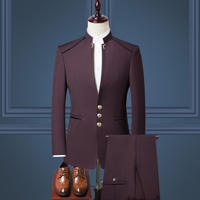 Costume d'affaires 3 pièces pour homme, col mandarin, veste de cérémonie, tenue de marié pour mariage et soirée, smoking pour homme