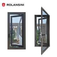 Ventana Abatible de Aluminio Negro Rolansini, Diseño Europeo AS2047, Apertura Exterior, Doble Vidrio Blanco, Tipo Toldo