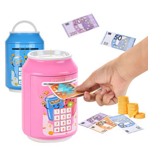 Tirelire ATM avec serrure à code, lumières, musique, design de canette de boisson, boîte à monnaie électronique pour enfants, éducation financière - Product Image 1