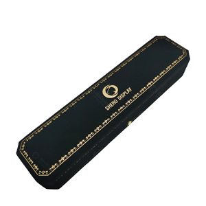 Venta caliente Gold Edged Black Velvet Jewelry Box Set Gold Foil Inside Outside Logotipo personalizado Embalaje de regalo - Product Image 2