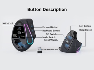 Vertical Ergonomic <b>Mouse</b> Rechargeable RGB Backlit Optical <b>mouse</b> <b>USB</b> Receiver Type C Cable Right Hand Desktop Use Speed Roller - Product Image 4