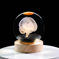 Personal isierte Kristall kugel dekorative Glaskugel 3d menschliches Gehirn Modell Laser Kristall kugel für Geburtstags feiertags geschenke