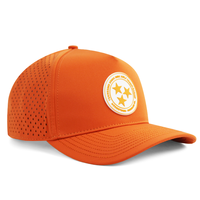 HS41 Venta al por mayor de fábrica Gorra deportiva impermeable de 5 paneles con parche de PVC transpirable perforado con láser, gorra de ciclismo personalizada para exteriores