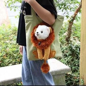 Canvas Pet Travel Bag Small Lion Design Single Shoulder For Cats And Dogs - Product Image 5