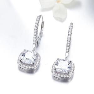 SCE520 Women's Fashion Geometric Stud Earrings 925 <strong>Silver</strong> with Big Square Diamond CZ Stone Zircon Dangle <strong>Ear</strong> <strong>Cuff</strong> Hoop for Girls - Product Image 4