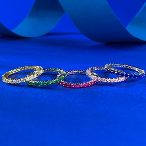 Bague en argent sterling 925 avec diamants et zircone, fine, élégante et unique, rouge / bleu / <span class=keywords><strong>vert</strong></span> - Product Image 3