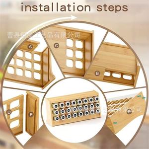 Wooden Spice Rack Desktop Organizer 12+ Compartments Solid Wood Multi Tier <b>Storage</b> <b>Tray</b> for Kitchen Spices Essential Oils - Product Image 4