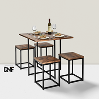 Ensemble de table à manger 5 pièces, ensemble de salle à manger pour 4 avec tabourets carrés, petit ensemble de table de cuisine avec cadre en métal