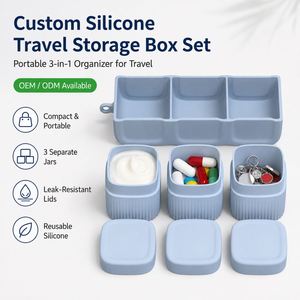 Bocaux de voyage en silicone portables, durables et étanches LA avec couvercles, modernes et multifonctionnels pour le rangement de petits objets - Global - Product Image 1