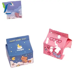 Private Label Custom Memo Cartoon Oem Gift Cute Sticky Note Book Stationery Milk Box Carton Post Note Sticky Notes