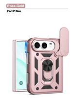 Étui de téléphone de luxe pliable avec fenêtre coulissante, protection intégrale fine et invisible à 360 degrés avec anneau support et fenêtre coulissante pour appareil photo pour iPhone 18 Duo