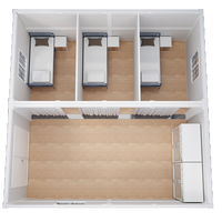 Maisonnette modulaire préfabriquée pliable pour hôpitaux, dortoirs, hôtels de travail, avec toilettes