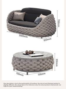 Set Divano da Esterno con Telaio in Lega di Alluminio, Design Nordico per Cortile, Villa, Balcone, Giardino <span class=keywords><strong>e</strong></span> Terrazza - Product Image 6