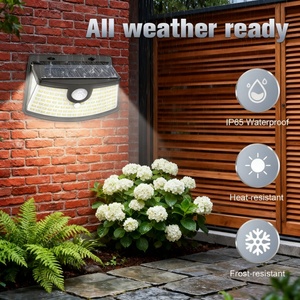 Lampe solaire murale à 120 LED avec détecteur de mouvement, 3 modes d'éclairage, étanche IP65, pour jardin, patio, cour - Product Image 2