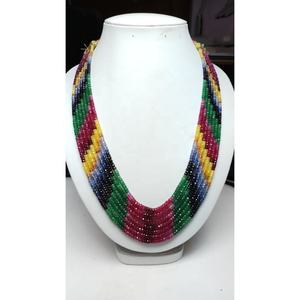 Collar de Alta Calidad con 7 Capas de Cuentas de Zafiro Multicolor Facetadas Redondas de 3mm, 4.5mm y 4mm, Piedras Preciosas Sueltas de Terceros - Product Image 5