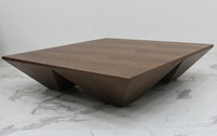 Table basse carrée en noyer au design contemporain et luxueux avec plateau et base en placage de bois de frêne naturel pour le salon