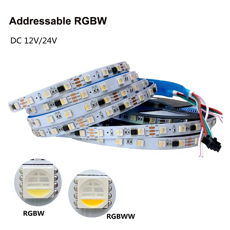 Addressable RGBW TM1814 DC 12V 24V CRI 90 Digital 4in1 SMD 5050 Lamp Tape Waterproof IP67 IP68 Dream Colour Led Pixel Strip