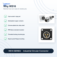 Ensemble de prises d'aviation WS16 avec fils de connexion aux deux extrémités, broches plaquées or pour machine CNC