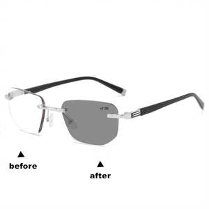 Lunettes de lecture multifocales photochromiques sans monture, anti-lumière bleue, à changement de couleur, unisexe, tendance 2025 - Product Image 6
