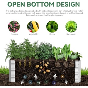 Potager surélevé en fer neuf de 8x4x2 <span class=keywords><strong>pieds</strong></span> de haut, jardinière surélevée en acier, grand potager pour la plantation de fleurs et de légumes - Product Image 4