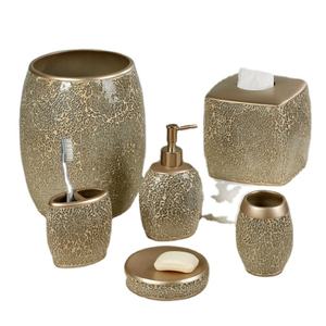 ประเทศจีนผู้ผลิตชุดอาบน้ำเรซิ่นชุบหรูหราอุปกรณ์ห้องน้ำทองชุดอุปกรณ์ห้องน้ำชุดห้องน้ำสำหรับตกแต่งบ้าน - Product Image 6