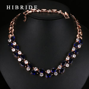 HIBRIDE, joyería de moda, collares de Zirconia cúbica Multicolor blanco, rojo, verde, azul, para mujer, collar de mujer de alta calidad, N-18 - Product Image 3