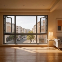 Ventana Abatible de Aluminio con Rotura de Puente Térmico Energy Star, Ventanas de Doble Acristalamiento Económicas